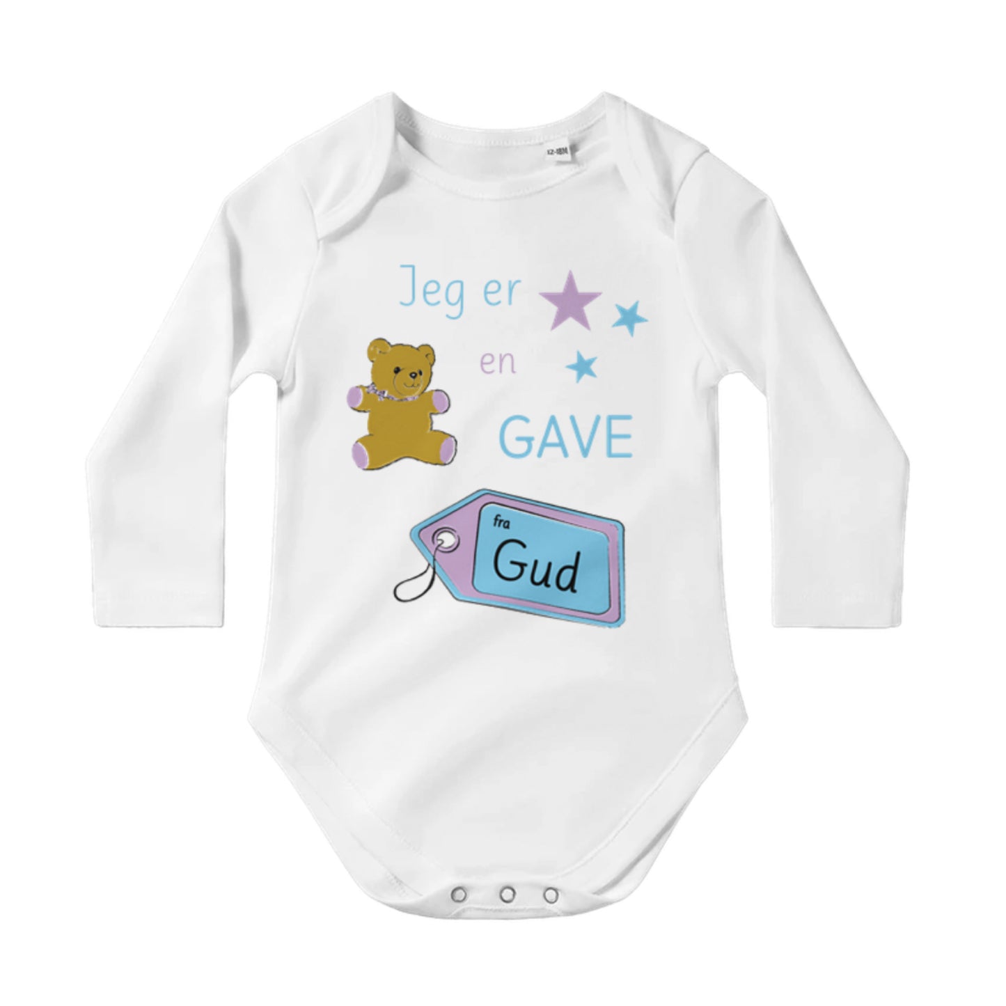 Jeg er en gave fra Gud - Langermet Babybody – Hvit